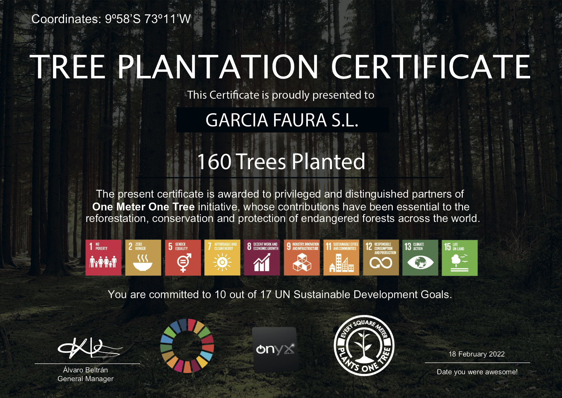 GARCIA FAURA Collabore Avec Onyx Solar Pour Planter Plus D’une Centaine D’arbres En Amazonie